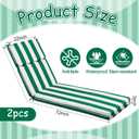 SmoothNovelty 2 Pcs Indoor Outdoor Chaise Lounge Cushions Sponge Bench Outdoor Furniture Chaise Cushions Patio Chair Furniture Replacement (Green White Stripes)