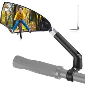 WEST BIKING Anti-Glare Handlebar Bike Mirror 1pcs, Left Side Bike Rear View Mirror With Retractable & 360  Adjustable Lens, Foldable Bicycle Mirror For 20-23mm Handlebar