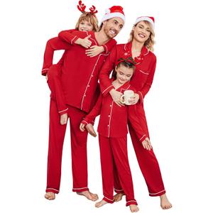 Ekouaer Christmas Family Matching Pajamas Long Sleeve Button Down Pj Set Festival Party Sleepwear (14-15 Years)