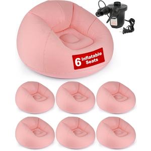 OLEEK Inflatable Bean Bag Chair with Electric air pumb 6 PCS - Folding Blow up Chairs - Inflatable Chairs for Movie Night - Outdoor Inflatable Chair - Inflatable Lounge Chair - Inflatable Furniture