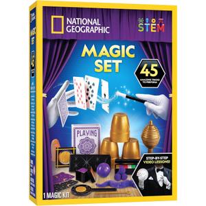 National Geographic Kids Magic Set - 45 Magic Tricks for Kids to Perform with Step-by-Step Video Instructions for Each Trick Provided by a Professional Magician, Toys for Boys and Girls