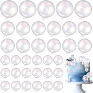 DERTE 100 Pcs Clear Balls Mini Bubble Ball Cake Toppers Plastic Fake Bubble | Colorful Pearl Balls Cupcake Toppers DIY for Mermaid Birthday Baby Party Shower Wedding Anniversary Decor (color 1)