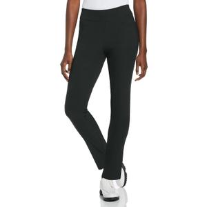 PGA Tour Women's Stretch Golf Pants with Pull-on Waist, 31" & 32" Inseams, Tummy Control, Moisture-Wicking, Sun Protection (Medium, Caviar Black)