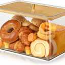Hudgan Breadbox for Kitchen Countertop, Bread Storage Container with Bamboo Lid for Homemade Bread,Toast, Bagel, Donut, Cookies and Baguette, Large Corner Breadbox Keeper for Muffin