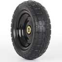 GICOOL 10" Flat-Free Solid Tire and Wheel Replacement 4.10/3.50-4, with 5/8" Axle Bore Hole, 2.2" Offset Hub, Compatible with Hand Truck Tire Garden Wagon Trolley Dolly