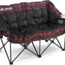 Huskfirm Padded Double Camping Chair, Camping Couch, Black & Red Plaid