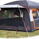 KTT Extra Large Tent 12-14 Person,Family Cabin Tents,2 Bay-Windows,2 Rooms and 3 Doors 3 Windows with Mesh,Waterproof,Straight Wall,Double Layer,Big Tent for Outdoor,Picnic,Camping