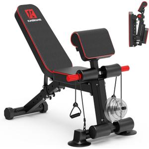 Adjustable Weight Bench - Utility workout Benches for Exercise, Free Installation Design for Portable Fitness Strength Training Equipment at Home Gym