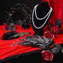 2 x Spooktacular Creations 1920s Women Accessories Set, Flapper Costumes with Vintage Earrings 1920s Headband Faux Pearl Necklace Flapper Gloves for Halloween Costume Dress up Party