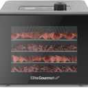 Elite Gourmet Food Dehydrator, Stainless Steel Trays Food Dehydrator, Adjustable Temperature Controls, Jerky Herbs Fruit Veggies Snacks