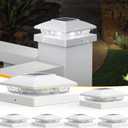 APONUO Solar Post Cap Lights for 4x4 5x5 Posts - IP64 Waterproof, 6500K LED, No-Wire Fence Lights & Deck Lights for Patio Garden Yard Patio, White-Cool White, 6 Pack