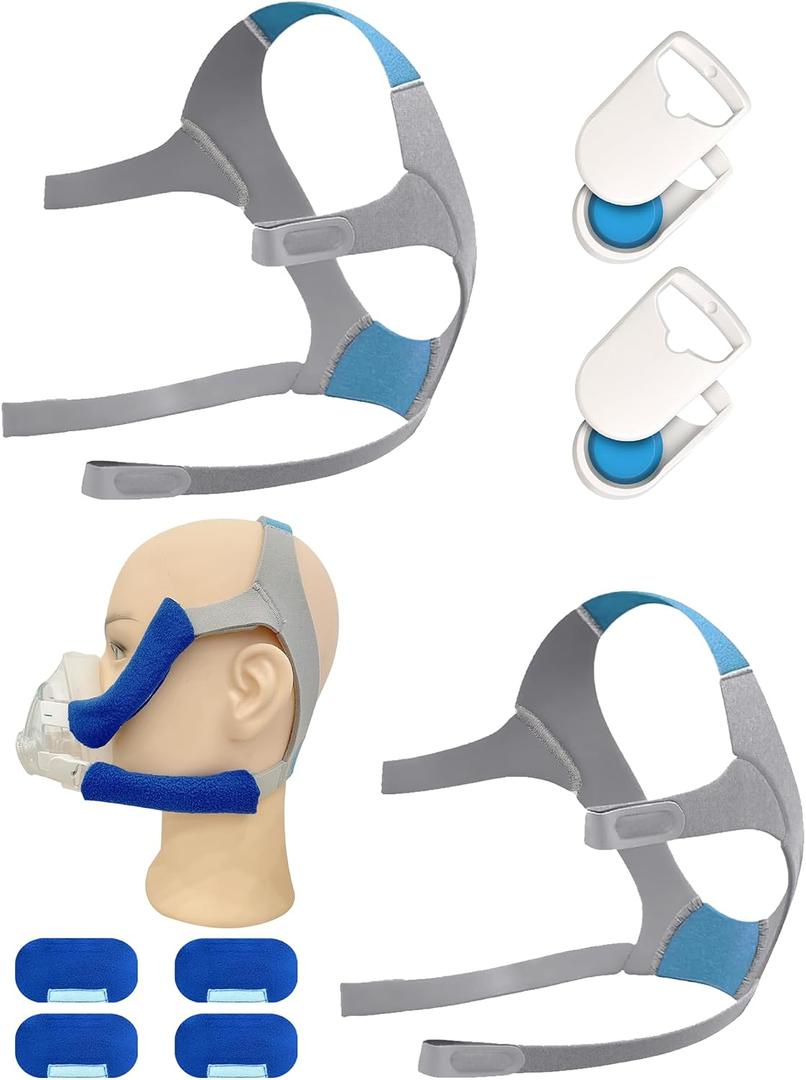 2 Packs F20 Replacement Headgear Compatible with F20 Full-face Mask, Include 4 Magnetic Clips+4 Packs Headgear Straps (Medium)