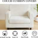 Sofa Covers Couch Covers for Sofa Pet Friendly Couch Cushion Covers Universal Sofa Covers Washable Stretch Slipcovers for Sectional Sofa (Texture Ivory White,Large Single Seat Cover)