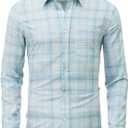 fohemr Mens Button Down Shirts Plaid Long Sleeve Dress Shirt Wrinkle Free Business Casual Gingham Shirt Tops (XXL)