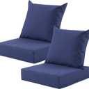 Outdoor Deep Seat Cushion Set, 24x24 Inch Water-Resistant & Fade-Resistant Outdoor Chair Cushions, Patio Furniture Cushions with Removable Cover for Patio Chair, Sofa,Navy Blue (Set of 2)