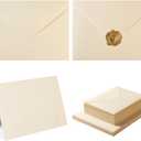 50 Pack Cream A7 Envelopes with Cards 5x7 Thick Folded Cardstock and Gold Stickers for Greeting Cards, Wedding, Birthday, Invitations, Baby Showers (Cream, 5x7)