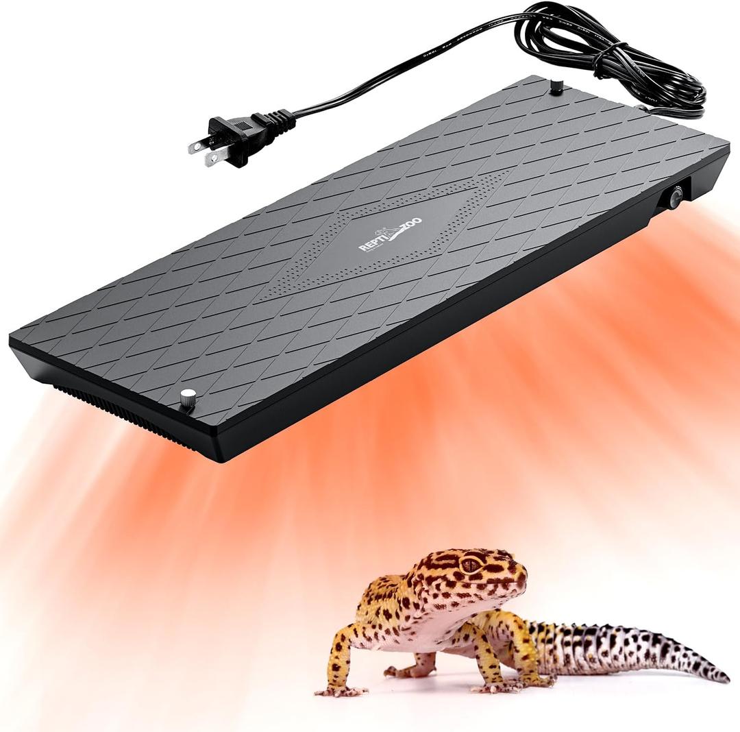 REPTI ZOO Reptile Heat Panel Adjustable Temperature Reptile Heating Plate, Mountable Under Lid, for Hermit Crabs/Leopard Geckos/Turtles/Snakes/Lizards (6" X 18")