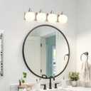 IZORRO Bathroom Light Fixtures, 4-Light Brushed Nickel Vanity Light, Modern Wall Sconces with Globe Milk White Glass Shade, Vanity Lighting Fixtures Over Mirror,E26 Bulb Socket
