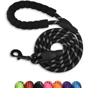 5/6 FT Strong Pet Dog Leash with Soft Padded Handle,Highly Reflective Rope for Night Walking,360-Degree Rotating Metal Buckle Without Tangles,Suitable for Small,Medium and Large Dogs (5ft)