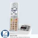 Panasonic Cordless Phone, Easy to Use with Large Display and Big Buttons, Flashing Favorites Key, Built in Flashlight, Call Block, Volume Boost, Talking Caller ID, 2 Cordless Handsets - KX-TGU433W