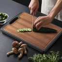 Titanium Cutting Board Double Sided, 15 Wood Cutting Board for kitchen, GR1 Titanium & Ebony Large Chopping Board for meat with Juice Groove for Meat & Veggies
