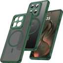 MAKAVO Magnetic for Motorola Moto Edge 2025 Case [Compatible with MagSafe] Slim Thin Translucent Matte Phone Case with Camera Cover, Military Grade Drop Proof Silicone Bumper, Green