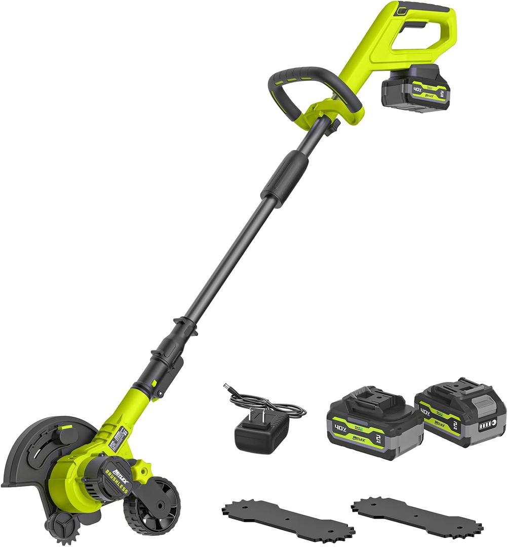 40V MAX Cordless Lawn Edger with 2 Batteries, Lightweight Grass Edger with 3 Depth Settings, 40V Electric Edger with Brushless Motor, Lawn Tool for Lawn, Yard & Landscaping