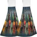 Aslsiy Retro Cooking Herbs Spices Hanging Kitchen Towels Fork Spoon Soup Ladle Bathroom Hand Tie Towel Fast Drying Dish Tea Towels for Bath Tabletop Gym Home Decor Set of 2