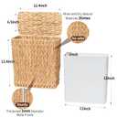 Coeusy 3 Gallon Wicker Trash Can,Small Bathroom Trash Can with Lid,Natural Water Hyacinth Wicker Waste Basket for Bedroom,Toilet,Narrow Garbage Can with Removable Liner