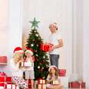 Blulu 10 Inches Green Christmas Star Tree Topper Xmas Tree Topper Glitter Tree-top Star for Christmas Decorations