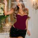 OZICERD Women Sexy Sweetheart Neck Cami Bodysuit Built in Bra Body Suit Top, Small