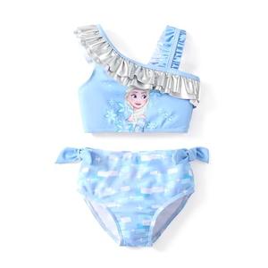 Disney Frozen Elsa Girls One Shoulder Swimsuits Ruffle Toddler Girl Swimsuit Cute Little Girls Bathing Suit Girls' Swimwear Light Blue 4-5 Years