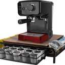 Lyeasw Rustic Coffee Pod Holder for K Cups, 30 Capacity Capsule Storage Drawer with Side Baskets Organizer for Coffee Station, Brown