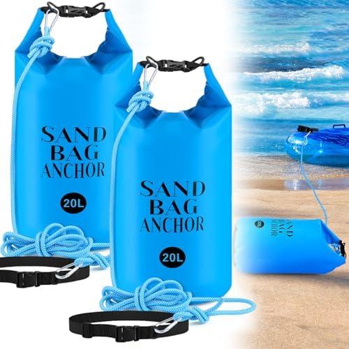 ShinyRelief 2 Set 20L Float Anchor Kit 2 in 1 PWC Sand Anchor Bags with Adjustable Straps, Waterproof Dry Bag for Pool Beach Floats Rafts Pool Chair Umbrella Tent Inflatables Water Sports