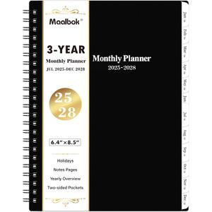 2025-2028 Monthly Planner/Calendar - 3 Year Monthly Planner 2025-2028, Jul. 2025 - Dec. 2028, 6.4" x 8.5", 30 Notes Pages, Double-side Pocket, Holidays