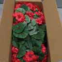 Hananona 12 Pcs Artificial Geranium Flowers for Outdoors Geranium Silk Red Flowers Outdoor UV Resistant Garden Plants Faux Flower for Christmas Home Kitchen Table Centerpieces Decor (12, Red)