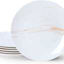 bestone Dinner Plates, 10.5 Inch Plates Set of 6, Porcelain Round Dessert Salad Dinner Plates, Serving Dishes for Kitchen, Dishwasher, Microwave, Freezer, Oven Safe, Marble Orange