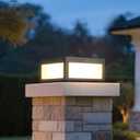 Outdoor Post Lights 11.8" Dark Gray Square Column Lighting, High Voltage Wired Columns Lamp, 3000K Warm White LED IP54 Waterproof Fence Posts Cap Lights for Garden Deck Patio Outside