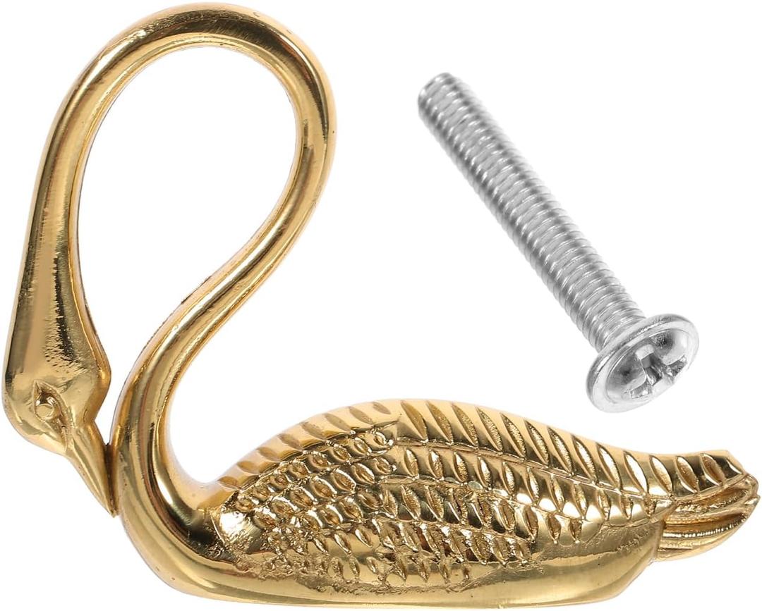 ARTIBETTER Brass Swan Cabinet Knob 2.12 Inch Decorative Animal Drawer Pull Vintage Style Hardware for Dressers Cabinets and Furniture
