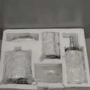 Bathroom Accessories Set 5 Pieces Toothbrush Holder Soap Dispenser Ceramic Bathroom Accessory Set Contain Cotton Swab Jar Toothbrush Cup Soap Dish Tumbler