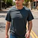 VPG Pocket T Shirts for Men, Cotton Crew Neck Short Sleeve Plain Loose Fit Lightweight Tee Shirts (Gray, L)