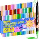 ARTISTRO 72 Brush Marker Pens Coloring Markers for Adults Brush Tip & 0.4mm Fineliner Pens Coloring Markers No Bleeding