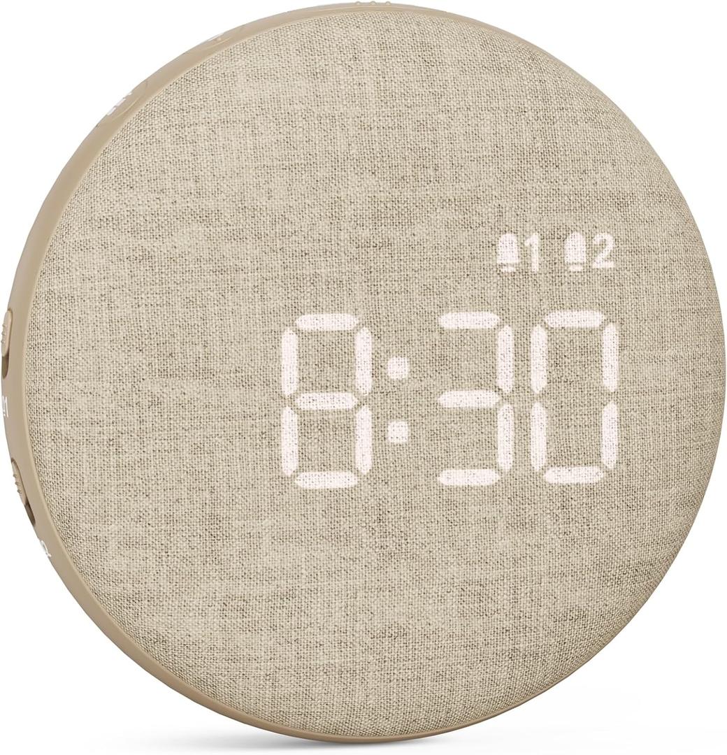 REACHER Travel Vibrating Alarm Clock for Heavy Sleepers Adults, Digital Dual Alarm Clock, Compact Under Pillow Bed Shaker, Rechargeable Battery Operated, Small, Portable