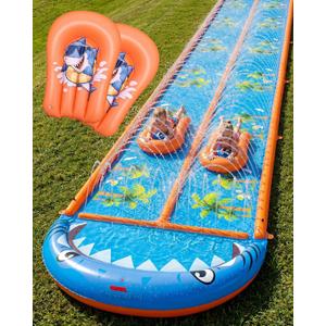 40×5.9FT Heavy Duty Slip and Slide with Sprinkler and 2 Boards, Water Slide for Adults with 3-Way Water Sprinkler, Giant Slip n Slide for Outdoor Backyard Lawn Kids Teens and Adults (Blue&Orange)