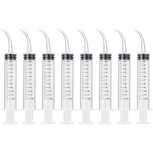 TecUnite 8 Pcs Syringe 12cc Dental Irrigation Syringe with Curved Tip for Wisdom Teeth Measurement Disposable Water Oral Mouth Liquid Tonsil Stone Squirt Mouthwash Cleaner Syringes