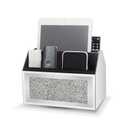 SWTHONY 360 Rotating TV Remote Control Holder Storage Caddy for Pad Phone Pen and Pencils, Makeup Brush, Silver Crushed Diamond Desk Organizer for Bedroom Livingroom
