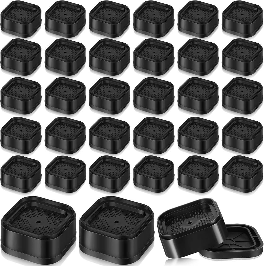 Ecally Furniture Risers Adjustable Bed Risers Desk Leg Risers 1.38" Stackable Heavy Duty Bed Lifts Risers Square Bed Raising Blocks for Mattress Table Leg Desk Chair Couch Sofa Dorm (Black,32 Pack)