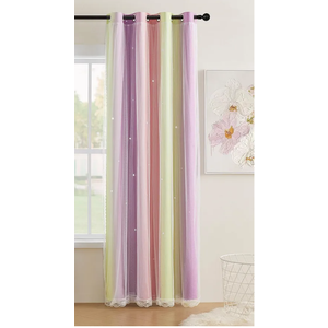 XiDi Pink Yellow Curtains for Girls Bedroom Decor Kids Blackout Curtains for Nursery Room Darkening Rainbow Princess Unicorn Wall Decals Little Girl Pink Yellow Purple 34x72 Inches Long 1 Panel