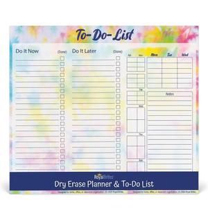 Royal Brites Dry Erase Planner & To-Do List Poster (14" x 22") – Reusable Tie-Dye Daily Task Board for Wall, Home, Office & Classroom Organization