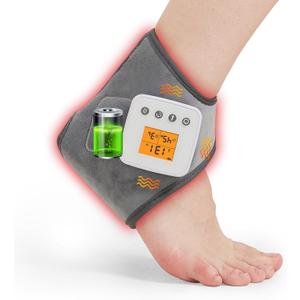 Rechargeable Cordless Ankle Massager with Heat, Heated Foot Massager for Plantar Fasciitis & Achilles Tendinitis Pain Relief, 3 Vibration & Heat Modes, Auto Shut-Off
